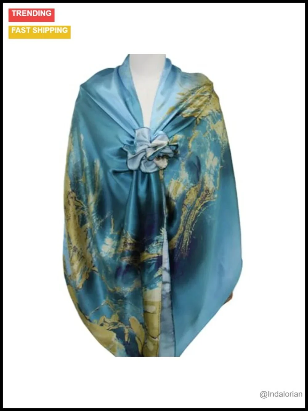 100% Mulberry Silk Satin Head Scarf Lightweight Floral Summer Travel Shawl Wrap